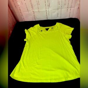 Women Neon Yellow Cut Out Top